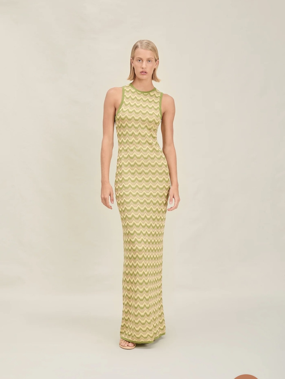 DEVON WINDSOR Olive Chevron Sleeveless Maxi Dress